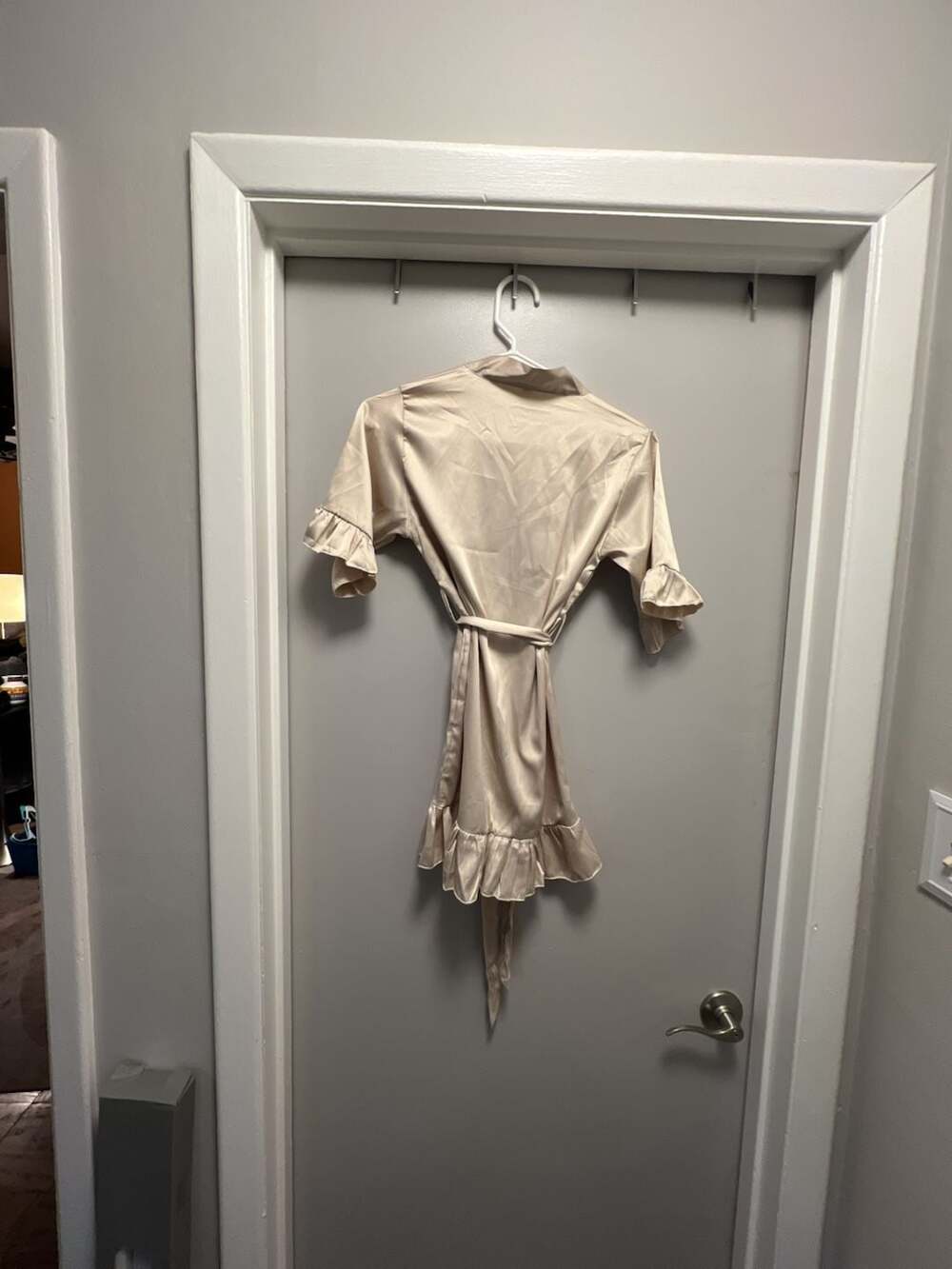 Kids Satin Ruffle Trim Getting Ready Robe - Picture 2 of 3